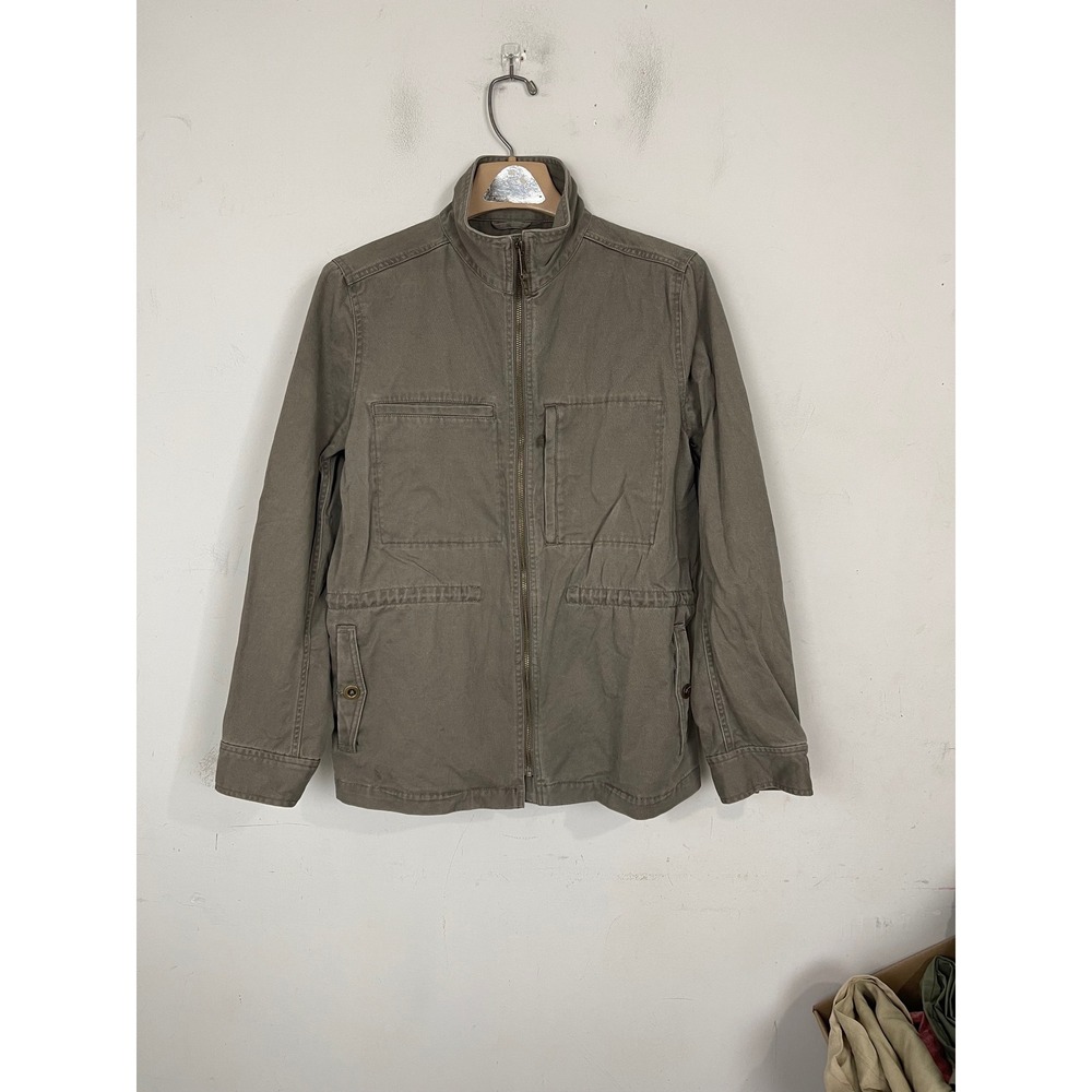 Garnet Hill Womens Organic Cotton Field Utility Jacket Taupe Brown Size 12 43312